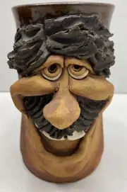 Vintage Studio Art Pottery ￼3D Smiley Face Mug - Signed by Artist￼