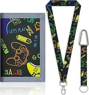 [Nnicorns] Children's Neck Pouch, Mini Wallet with Key Ring & Lanyard, Tri-Fold Wallet Boys for School, Travel & Leisure, Black, L, Classic
