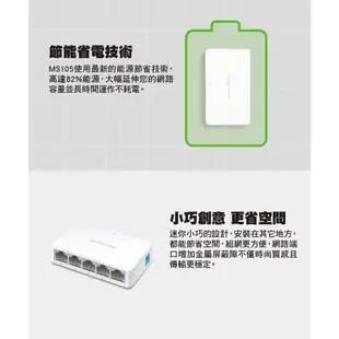 Mercusys水星網路 網路交換器 MS105 5埠口 port 10/100Mbps 乙太網路switch hub