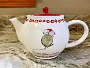 Cute Teapot ‘Twas The Night. Cute Mouse In Santa Hat. 4 Cups. Magenta. New.