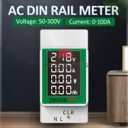 100A Digital Power Energy Voltmeter Ammeter Watt Kwh DIN Rall Meter 50V-300V USA