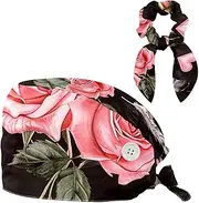 [YTYVAGT] Scrub Caps Women,Scrub Hats Suitable for Women,Flower Rose Feather Love