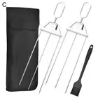 Grill Skewer Three Prong Barbecue Roasting Stick Grill Skewer Easy Cleaning