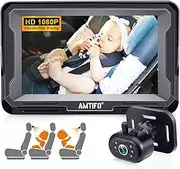 AMTIFO Baby Car Camera Easy Install: Clear Night Vision 2Mins Plug-Play Backseat Camera 360 Rotation Rear Facing Car Baby Monitor with Camera