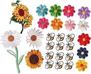 DECORNIJIA 27pcs Embroidered Clothes Patches: Bee Flower Iron On Sew On Appliques for DIY Accessories Hats Bags Jeans Jackets DIY Patches