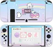 YOCORE Cute Protective Case for Switch, Slim Grip Cover with Screen Protector, Shockproof and Anti-Scratch Design, Split Hard Shell Compatible with Switch and Joystick - mongmong