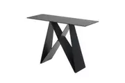 Raimon Furniture Odette Rectangular Console Hall Table - Black Metal Frame - Shadow Grey Ceramic