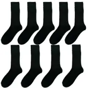 9 Pack Loose Top Wool Socks Bundle - Black Size 11-14