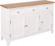 Modern Sideboard Buffet Cabinet, Storage Cabinet, Kitchen Island Multi-use Table with Wood Top for Kitchen Dining Room Entryway, White