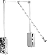 Side Mounted Pull Down Closet Rod, 55-125cm Wardrobe Lift Collapsible Closet Rod Retractable Wardrobe Hanger for Cabinet Aluminium alloy Tubing,Silver,930x1250mm