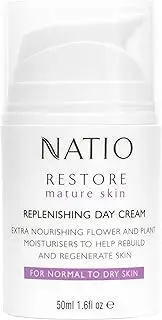 Natio Australia Restore Replenishing Day Cream 50ml - Creamy Moisturiser to Support Skin's Collagen Renewal - Hyaluronate, Shea Butter, Cocoa Butter, Aloe Vera, Rosehip & Apricot Kernel - Made in Australia