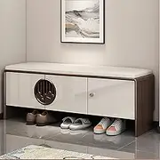 Shoe Bench,Entryway Storage Bench with Cushioned Seat & Storage Compartments, Bedroom End of Bed Bench with Featuring Removable Shelves, for Entryway, Hallway, Living Room(120 * 34 * 45cm/47 * 13*