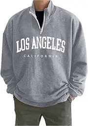 Casual Hoodless Sweatshirts for Men Oversize Stand Collar Quarter Zip Sweater Top Thermal Long Sleeve Pullover