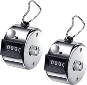 Mechanical Palm Click Counter,Metal Hand Tally Counters Clicker for Counting,Metal Hand Tally Counters Clicker,Universal Mechanical Clicker,Silvery Round Quantity Finger Counter from 0 to 9999,2PC