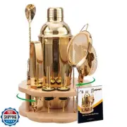 JWJIUEJIU Cocktail Shaker Set Bartender Kit with Rotating Bamboo Stand,11 Pie