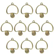 20Pcs Mushroom Shaped Alloy Open Back Bezel Pendants Resin Frame, Bronze