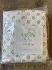 New! Carousel Designs White/gray Pattern Crib Sheets