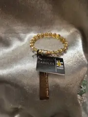 Carolee Chunky Bezel Set Rhinestone Gold Tone Magnetic Clasp Bracelet