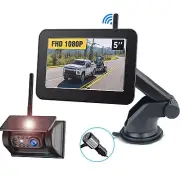 Magnetic Solar Wireless Backup Camera 1080P DVR 5" Monitor Reverse for Truck RV