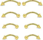[Lcolyoli] Eyebrow Piercing Jewelry Stainless Steel Eyebrow Ring Curved Barbell Vertical Labret Lip Jewelry Rook Daith Earrings Small Belly Button Ring for Women Men