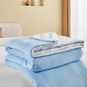 LINENOVA Sherpa Flannelette Fleece Soft Warm Double/Queen Blanket - Light Blue