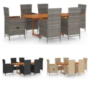 Garden Dining Set 7 Piece Poly Rattan Table Chair Seat Multi Colours vidaXL