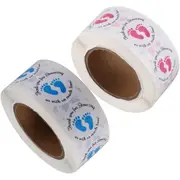 4 Rolls of Decorative Footprint Stickers - Pink and Blue Labels for Craft and Gift Use