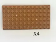 Lego Medium Nougat Plate 6 x 12 ID: 3028 New x 4