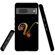 For Google Pixel 7 Case Tough Protective Cover Embellished Letter V