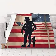 Weighted US Military Soldiers Patriotic Memorial Day Blanket 30"*40" Soft Flannel Reversible Cozy Extra Warm Blanket for Bed,Couch