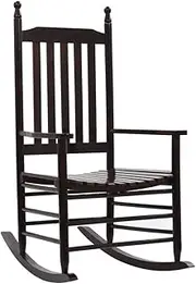 Rocking Chair with Curved Seat Brown Poplar Wood,Vintage Solid Wood Rocking Chair Timeless Comfort for Indoor and Outdoor Relaxation Patio Chairs, Outdoor Furniture