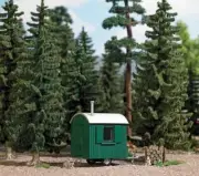 Busch # 1983 Logger's Trailer Hut - Laser-Cut Wood Kit Green HO MIB