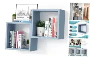 Square Cube Floating Shelves Set2, Display Shelves Wall Mount 7.75" D x 12.5"