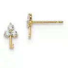14k Yellow Gold Kids Cubic Zirconia Key Stud Earrings