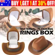 Creative Cowboy Hat Shape Rings Box Jewellery Display Storage Case Holder New