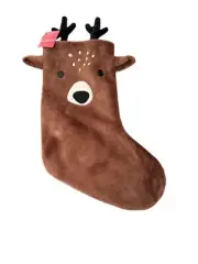PLUSH CHRISTMAS STOCKING BROWN Reindeer 18" Wondershop Target NEW NWT