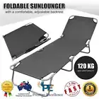 Foldable Sun Lounger Outdoor Garden Camping Folding Bed with Adjustable Backrest