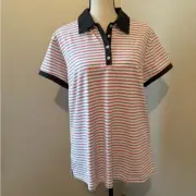 adidas ClimaLite Stretch Golf Polo Black, White & Red Striped Women’s Large NWT