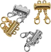 SEWACC Magnetic Jewelry Clasps Magnetic Necklace Clasp Layering Clasps Silver Magnetic Lobster for Multi Necklace Layering