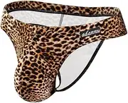 [Generic] Men's Bikini Underwear Sexy Leopard Print Pouch Bulge G-String Athletic Quick-Drying Elastic Soft Trunk