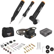MAKERX WX991L 3Pc Crafting Tool Combo Kit - Rotary Tool + Angle Grinder + Wood &