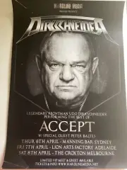 Official Australian Tour Poster Udo DIRKSCHNEIDER (Accept) April 2023 30 x 42 cm