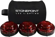 StonePoint Emergency Roadside Beacon LED Lighting Flare Kit with Storage Bag - Super Bright Light Visible up to 2 Miles Away - Red Set of 3