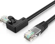 Angle CAT6 Ethernet Patch Cable, Right Angled LAN Cable with 50U”Gold Plated Contact, Hi-Speed Patch cord design 1000Mbps,for Raspberry Pi 4, Console, PS3, PS4, PS5, Switch, Mac Studio, Router, Modem, Patch Panel, PC (3.3Feet/Black)