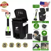 Durable Black Dog Waste Trash Can with Removable Inner Bin & Pooper Scooper