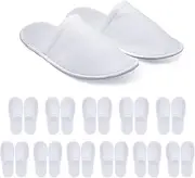 12 Pairs Disposable Spa Slippers Non-Slip Unise for Hotel Home White