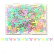 200 PCS Pins Sewing Flat Head Straight Pins with Coloured Butterfly Heads Pin...