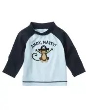 NWT GYMBOREE PIRATE MONKEY RASHGUARD SWIM SHIRT 3-6 MO