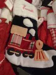 Pottery Barn luxe velvet green train Stocking Christmas mono Everette New issue