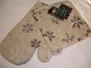 New! Holiday Christmas Snowflakes Oven Mitt Potholder Cotton Oven Mitt Set